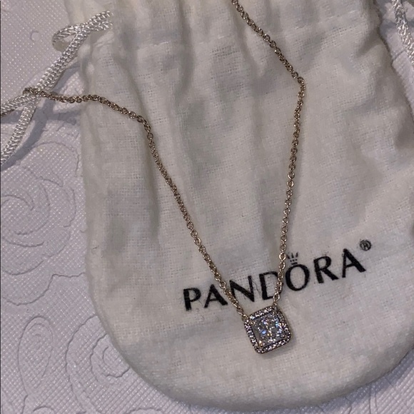 Pandora Square Sparkle Halo Necklace 